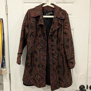 Vintage 60s 70s Hemphill Wells Paisley Tapestry Coat Women's Small